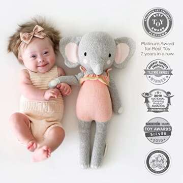 cuddle + kind Eloise The Elephant Regular 20" Hand-Knit Doll – 1 Doll = 10 Meals, Fair Trade, Heir...