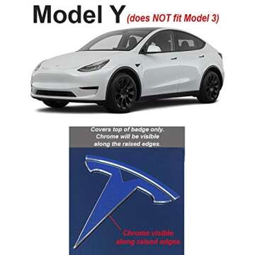 Logo Decal Wrap for Tesla Model Y, 4-pc Set (Carbon Fiber Black)