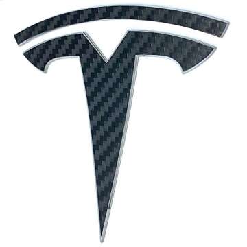 Logo Decal Wrap for Tesla Model Y, 4-pc Set (Carbon Fiber Black)