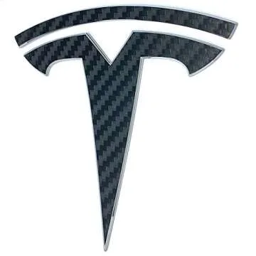 Logo Decal Wrap for Tesla Model Y, 4-pc Set (Carbon Fiber Black)