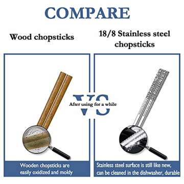 Reusable Stainless Steel Chopsticks - Unique Laser Engraved Design