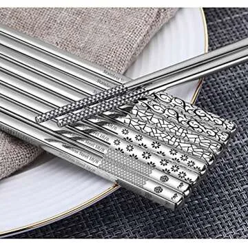 Reusable Stainless Steel Chopsticks - Unique Laser Engraved Design