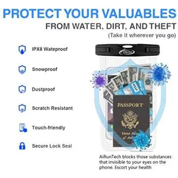 AiRunTech Waterproof Phone Pouch for iPhone 16 15 14 13 12 11