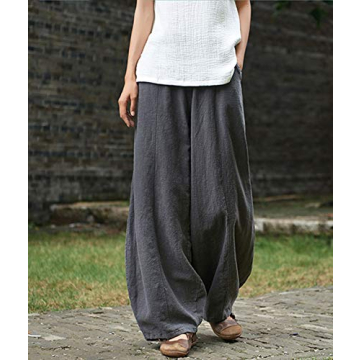 IXIMO Casual Cotton Linen Baggy Pants for Women