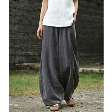 IXIMO Casual Cotton Linen Baggy Pants for Women