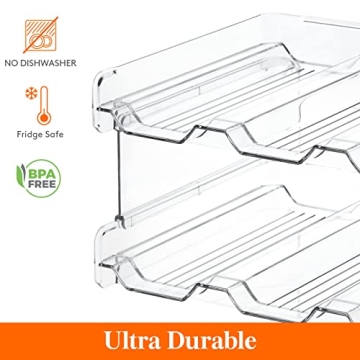 Lifewit Stackable Water Bottle Organizer/Holder for Cabinet Fridge, Kitchen Pantry Organization and Storage, Plastic Wine Racks, Tumbler Travel Mug Cup Holder, 2Pack, Hold 8 Bottles