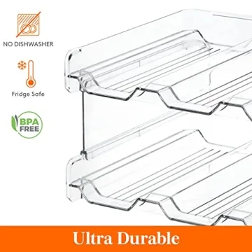 Lifewit Stackable Water Bottle Organizer/Holder for Cabinet Fridge, Kitchen Pantry Organization and Storage, Plastic Wine Racks, Tumbler Travel Mug Cup Holder, 2Pack, Hold 8 Bottles