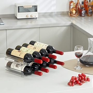 Lifewit Stackable Water Bottle Organizer/Holder for Cabinet Fridge, Kitchen Pantry Organization and Storage, Plastic Wine Racks, Tumbler Travel Mug Cup Holder, 2Pack, Hold 8 Bottles