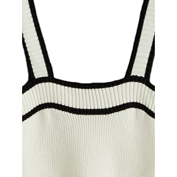 SweatyRocks Women's Sleeveless Ribbed Knit Spaghetti Strap Crop Cami Tank Top Solid White Black S