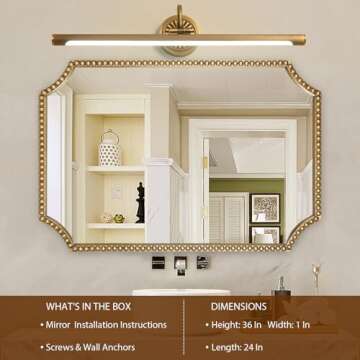 Fobule 24"x36" Decorative Wall Mirror with Scalloped Corners and Vintage Gold Frame