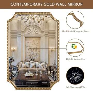 Fobule 24"x36" Decorative Scalloped Mirror with Gold Frame