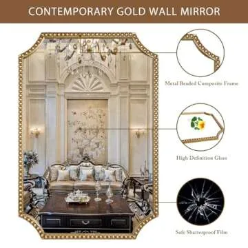Fobule 24"x36" Decorative Scalloped Mirror with Gold Frame