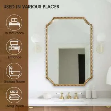 Fobule 24"x36" Decorative Scalloped Mirror with Gold Frame