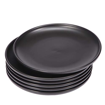 BonNoces Matte Black Porcelain Lunch Plate Dessert Plate, 8-Inch Elegant Round Dinner Serving Plate ...