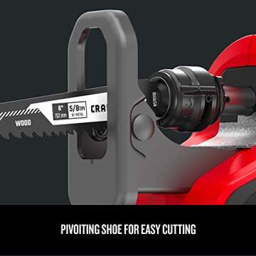 ​​CRAFTSMAN V20 Reciprocating Saw, Cordless, 3,000 RPM, Variable Speed Trigger, Quick Easy Blade Change, Bare Tool Only (CMCS300B)