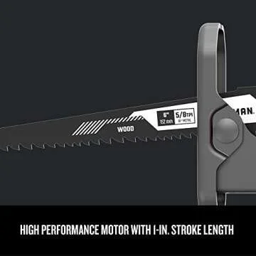 ​​CRAFTSMAN V20 Reciprocating Saw, Cordless, 3,000 RPM, Variable Speed Trigger, Quick Easy Blade Change, Bare Tool Only (CMCS300B)