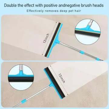 YULOOSI Adjustable Carpet Rake for Effective Pet Hair Removal