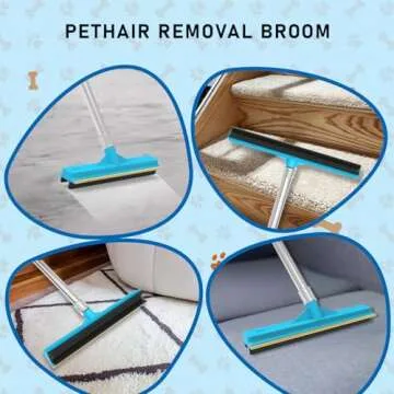 YULOOSI Adjustable Carpet Rake for Effective Pet Hair Removal