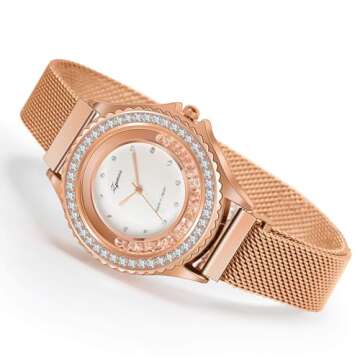 Watches Sets Gifts for Women, Rose Gold Watch Set Necklace Earring Bracelet 4 Pieces Jewelry Set for Mom Wife Girlfriend Anniversary Birthday Christmas Valentine's Day Gifts