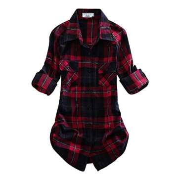 Match Women's Cozy Flannel Button Down Shirt
