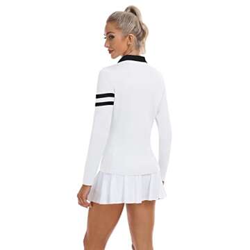 Soneven Womens Golf Shirts Moisture Wicking Long Sleeve Polo Shirts Collared V-Neck Golf Polos Shirts