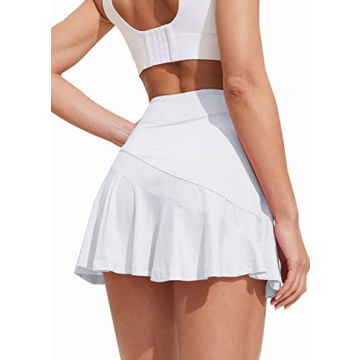 Ekouaer Tennis Golf Skirt - Stylish Solid Running 2 Layer Pleated Skorts for Active Lifestyle