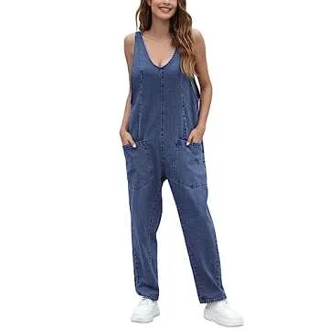 GREAIDEA High Roller Denim Jumpsuits for Women - Fashionable Casual Overalls with Pockets