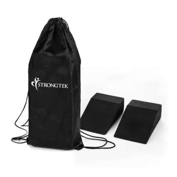 StrongTek Yoga Foam Wedge Blocks (Pair) Soft Wrist Wedge, Supportive Foot Exercise Accessories, Balance, Strength, Yoga Strap, Pilate, Fitness, Squat, Pushup, Plank, EVA Riser yoga block set (black)
