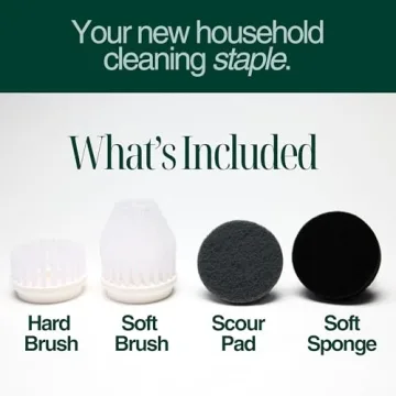 SonicPower Electric Spin Scrubber, Handheld & Ergonomic, IPx7 Waterproofing, 4 Multi-Purpose Attachments Included, Long Lasting Rechargeable Battery