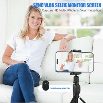 5'' Phone Vlog Selfie Monitor Screen, Back Camera Monitor for iPhone & Android, Low Latency, Easy & Stable Connection, Ideal for Content Creation TikTok, YouTube,Instagram Live Streaming