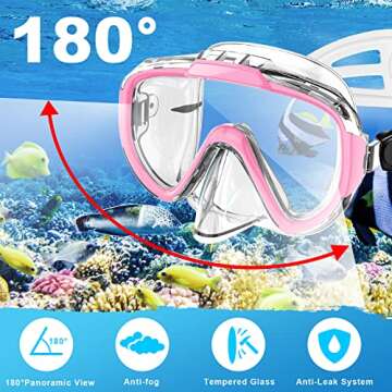 Snorkel Set, Zipoute Snorkel Dry Top Snorkeling Gear for Adults, Panoramic Anti-Leak and Anti-Fog Te...
