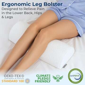 5 STARS UNITED Knee Pillow for Back Sleeping – Memory Foam Cushion for Sciatica Pain Relief – Un...