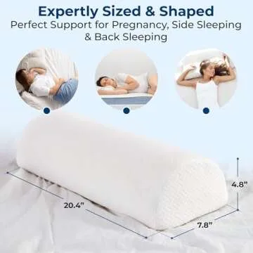 5 STARS UNITED Knee Pillow for Back Sleeping – Memory Foam Cushion for Sciatica Pain Relief – Under Leg Support for Sleeping on Back – Half Moon Bolster for Bed, White