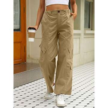 AUTOMET Khaki Pants Women Baggy Cargo Pants Low Waist Jeans y2k Parachute Pant Aesthetic Clothes Utility Hiking Pants Gothic Summer Outfits