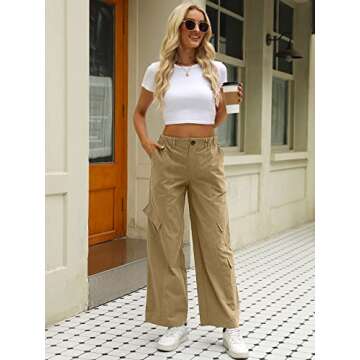 AUTOMET Khaki Pants Women Baggy Cargo Pants Low Waist Jeans y2k Parachute Pant Aesthetic Clothes Utility Hiking Pants Gothic Summer Outfits