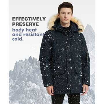 PUREMSX Snow Jacket for Men, Winter Puffer Thick Warm Parka Quilted Long Insulated Outdoor Padded Co...