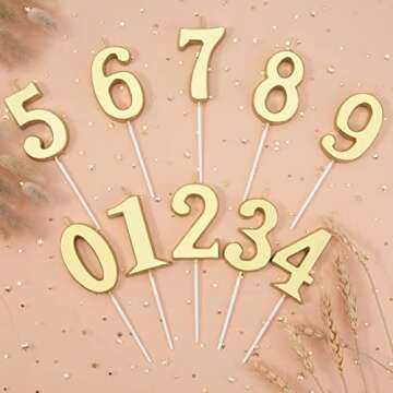 PHD CAKE 2.76 Inch Modern Gold 2 Number Birthday Candles, Gold Number Candles, Cake Number Candles, Party Celebration