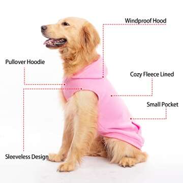 EXPAWLORER Dog Hoodie with Pocket, Polar Fleece Dog Sweatshirt Fall Cold Winter Sleeveless Sweater w...