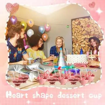 Ziliny Mini Dessert Cups with Spoons 2.7 oz Plastic Appetizer Cup Clear Disposable Reusable Heart Shaped Bowl for Valentine Wedding Party Cakes Ice Cream Tasting(Pink,40 Set)
