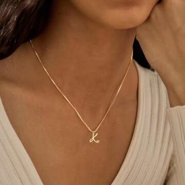 TITUTHIA Initial Necklaces for Women, Cute Gold Letter Ncklace Fashion 14K Gold Plated H Heart Pedan...