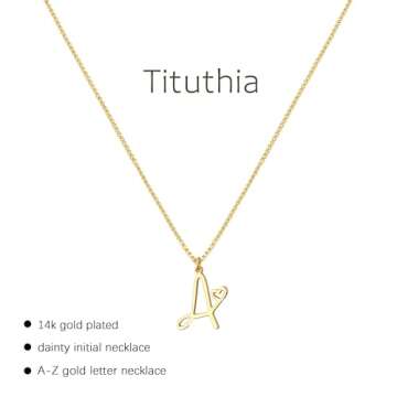TITUTHIA Initial Necklaces for Women, Cute Gold Letter Ncklace Fashion 14K Gold Plated H Heart Pedant Choker Name Necklace Personalized Customized Monogram Necklace Jewelry for Womens Stuff Gifts