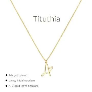 TITUTHIA Initial Necklaces for Women, Cute Gold Letter Ncklace Fashion 14K Gold Plated H Heart Pedant Choker Name Necklace Personalized Customized Monogram Necklace Jewelry for Womens Stuff Gifts