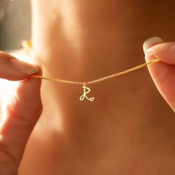 TITUTHIA Initial Necklaces for Women, Cute Gold Letter Ncklace Fashion 14K Gold Plated H Heart Pedant Choker Name Necklace Personalized Customized Monogram Necklace Jewelry for Womens Stuff Gifts