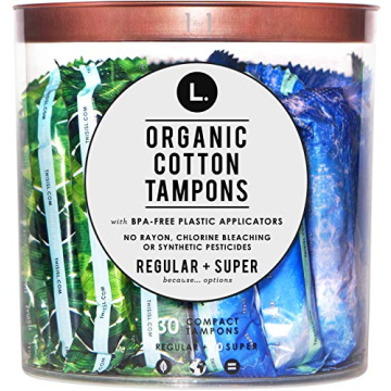 L. Organic Cotton Regular and Super Absorbency Compact Tampons Multipack - 30 Count