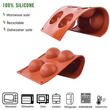 2Pack 6 Holes Silicone Mold For Chocolate, Cake, Jelly, Pudding, Handmade Soap, Round Shape Half Sphere Mold Non Stick, Cupcake Baking Pan
