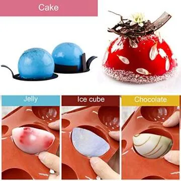 2Pack 6 Holes Silicone Mold For Chocolate, Cake, Jelly, Pudding, Handmade Soap, Round Shape Half Sphere Mold Non Stick, Cupcake Baking Pan