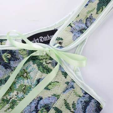 Scarlet Darkness Renaissance Corset Vintage Floral Bustier Tops for Women Lace Up Boned Bustier Blue...