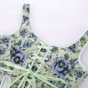 Scarlet Darkness Renaissance Corset Vintage Floral Bustier Tops for Women Lace Up Boned Bustier Blue Size 8