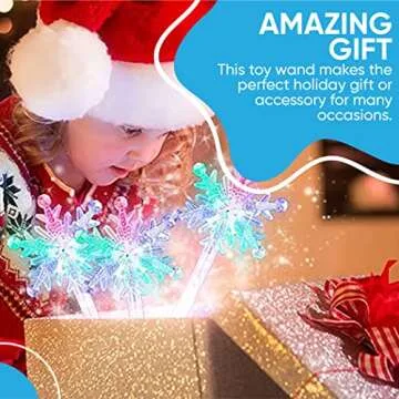 SENSORY4U Frozen Snowflake LED Light Up Wand Toy for Kids - 2 Pack, Magical Princess Costume Accessory, Perfect for Party Favors, Holiday & Birthday Events