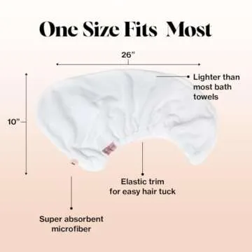 Kitsch Microfiber Hair Towel Wrap for Women - Valentines Gift for Her, Microfiber Towel, Super Absorbent, Quick Dry, Anti-Frizz - for Long and Short Hairs, Turbans for Women, Hair Wrap - White